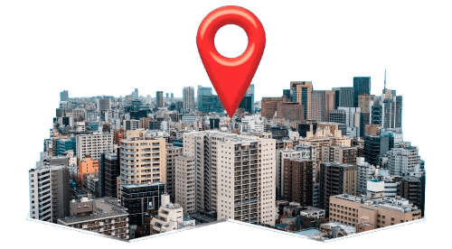 A stylized map showing Droven's service locations